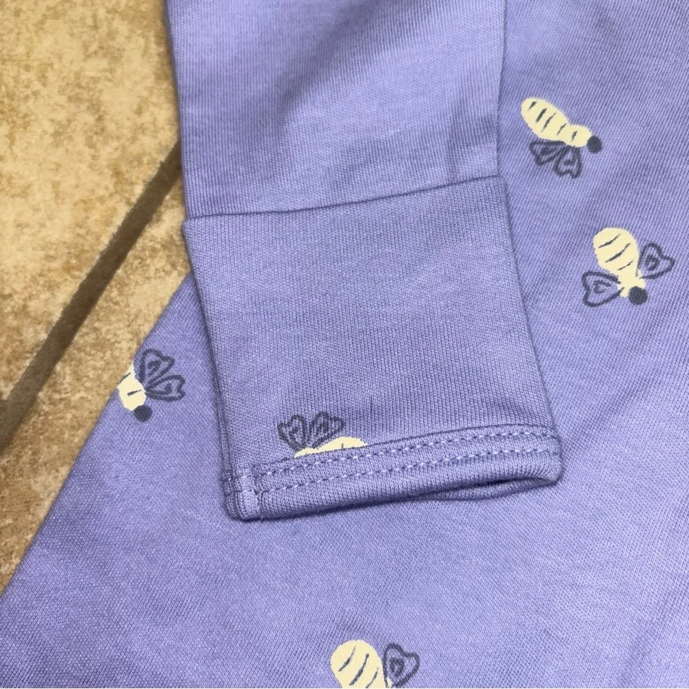 New! Carter's NB Lavender Bee Print Footie Sleeper Baby Girl NB - Picture 4 of 8